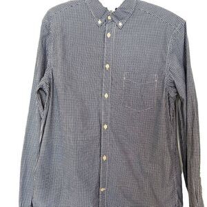 H&M L.O.G.G. MENS SIZE MED  BLUE & WHITE  CHECK LONG SLEEVE BUTTON DOWN SHIRT